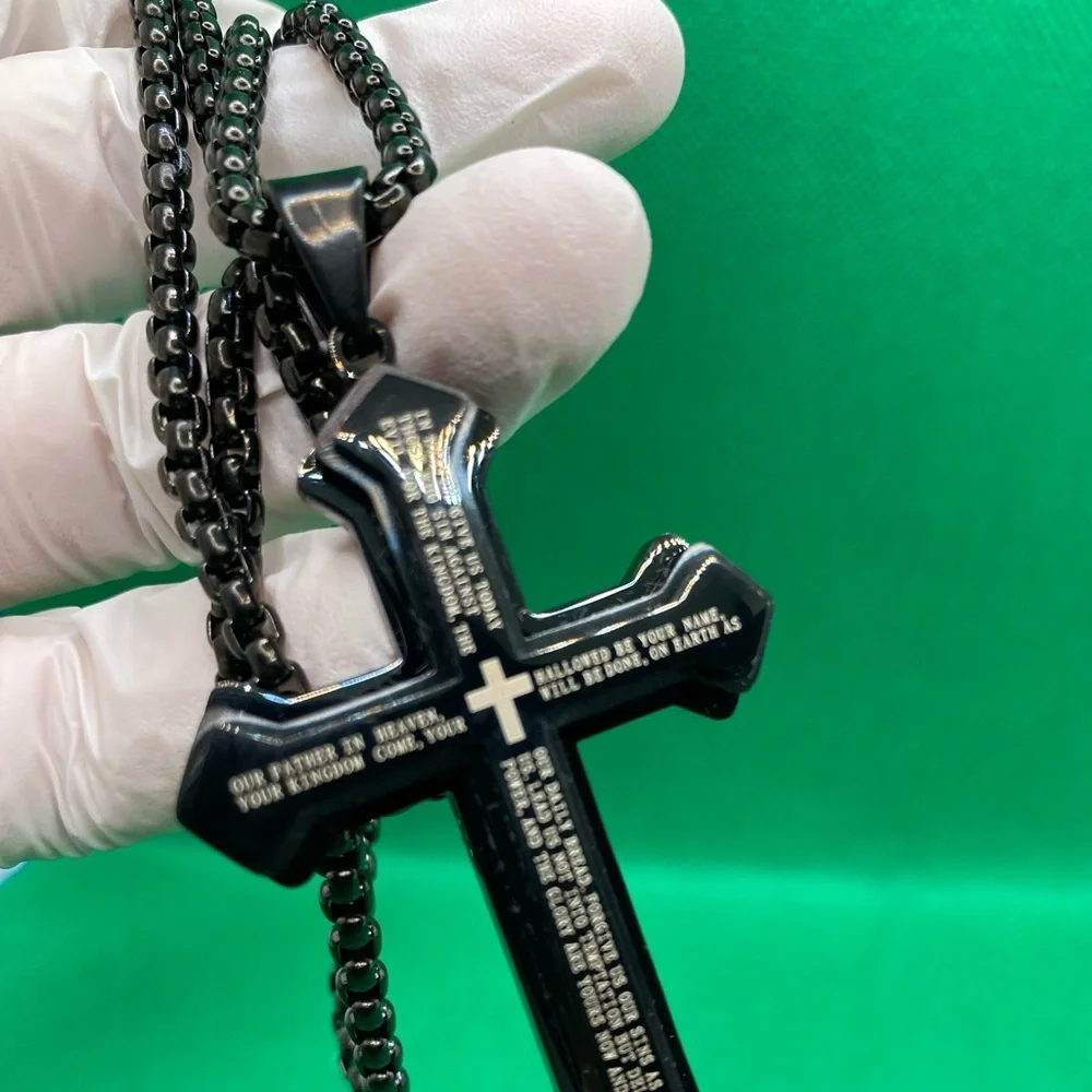 Black Cross Pendant Necklace